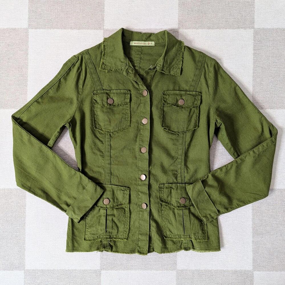 Vintage y2k Wearables linen & cotton utility shirt jacket
